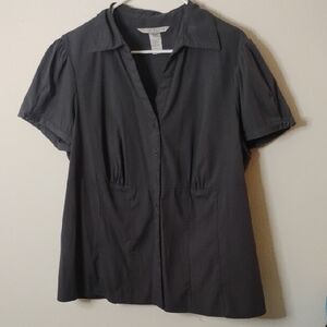 Fred David Charcoal Button-Down Blouse